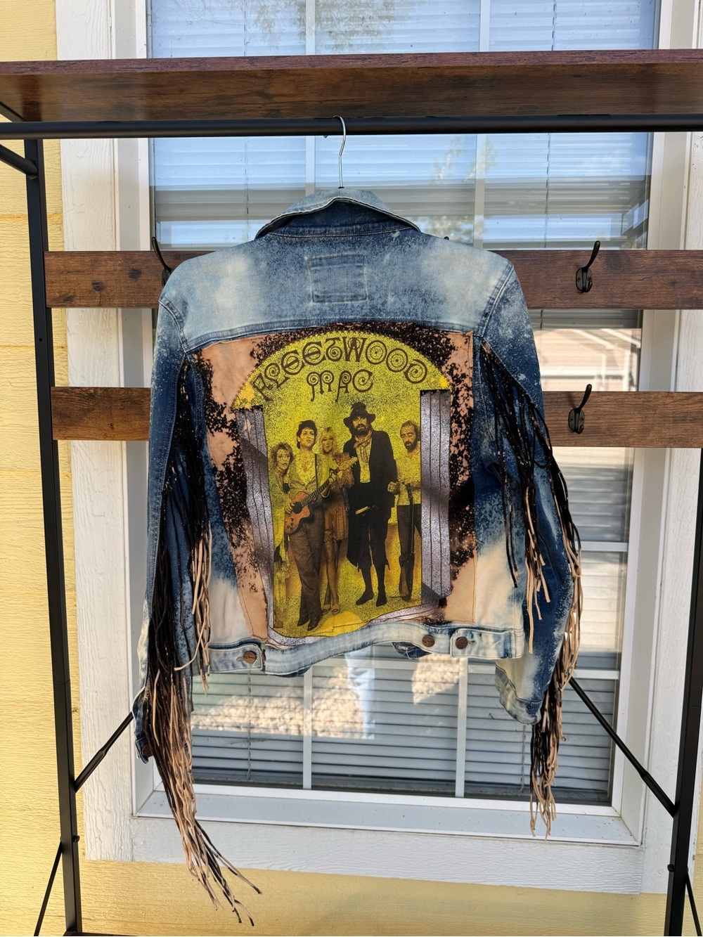 One of kind designer Denim Fringe Jacket Fleetwood Mac